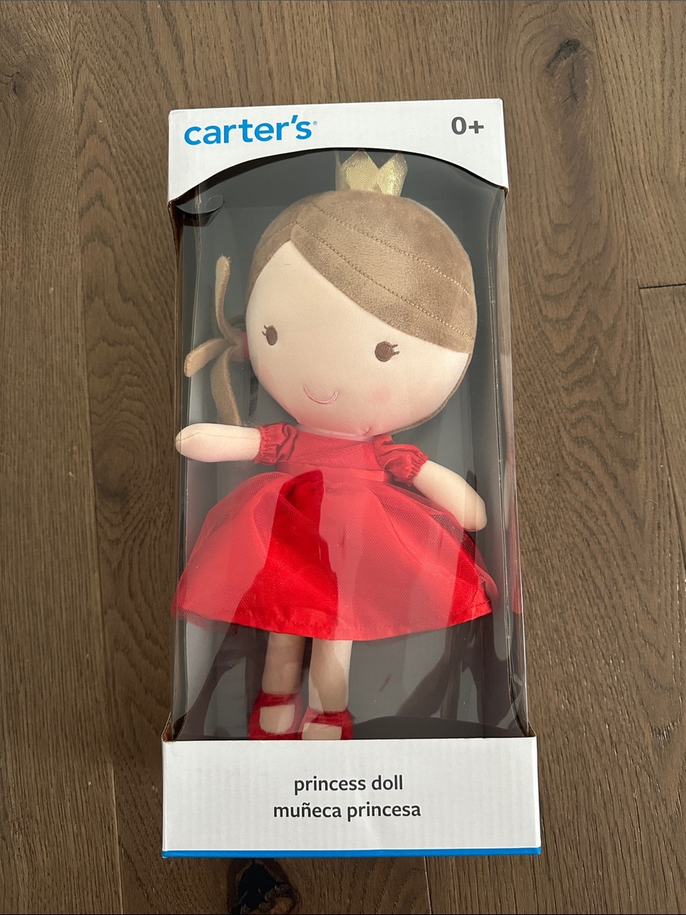 Carter's Red Princess Plush Doll with Gold Crown